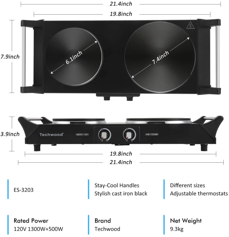 Techwood Hot Plate Electric Single Burner 1800W Portable Burner For Cooking With - Fresh Stock Dated October 2025
