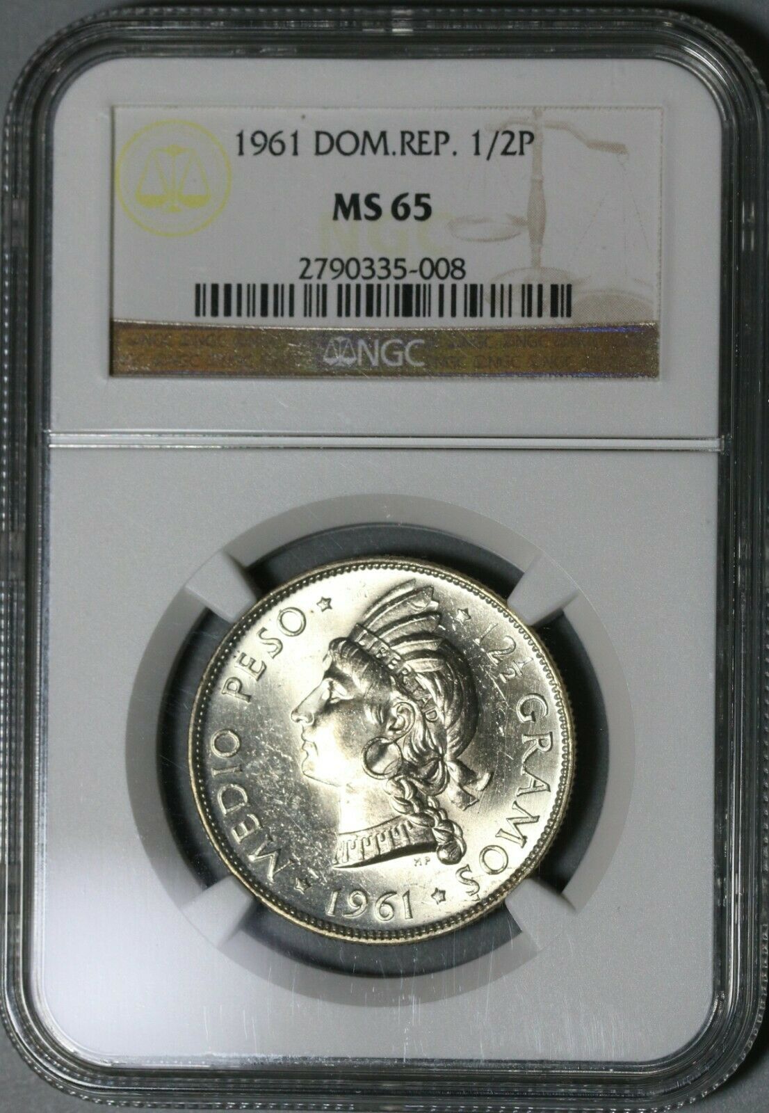 1961 NGC MS 65 Dominican Republic Medio 1/2 Peso Coin GEM BU (20101801C) - Fresh Stock Dated October 2025