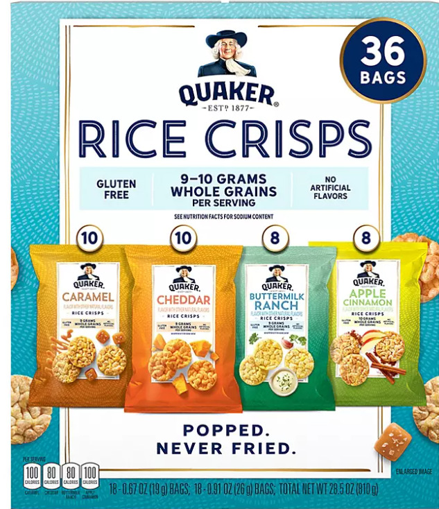 Quaker Rice Crisps Variety Pack (36 pk.) - Fresh Stock Dated October 2025