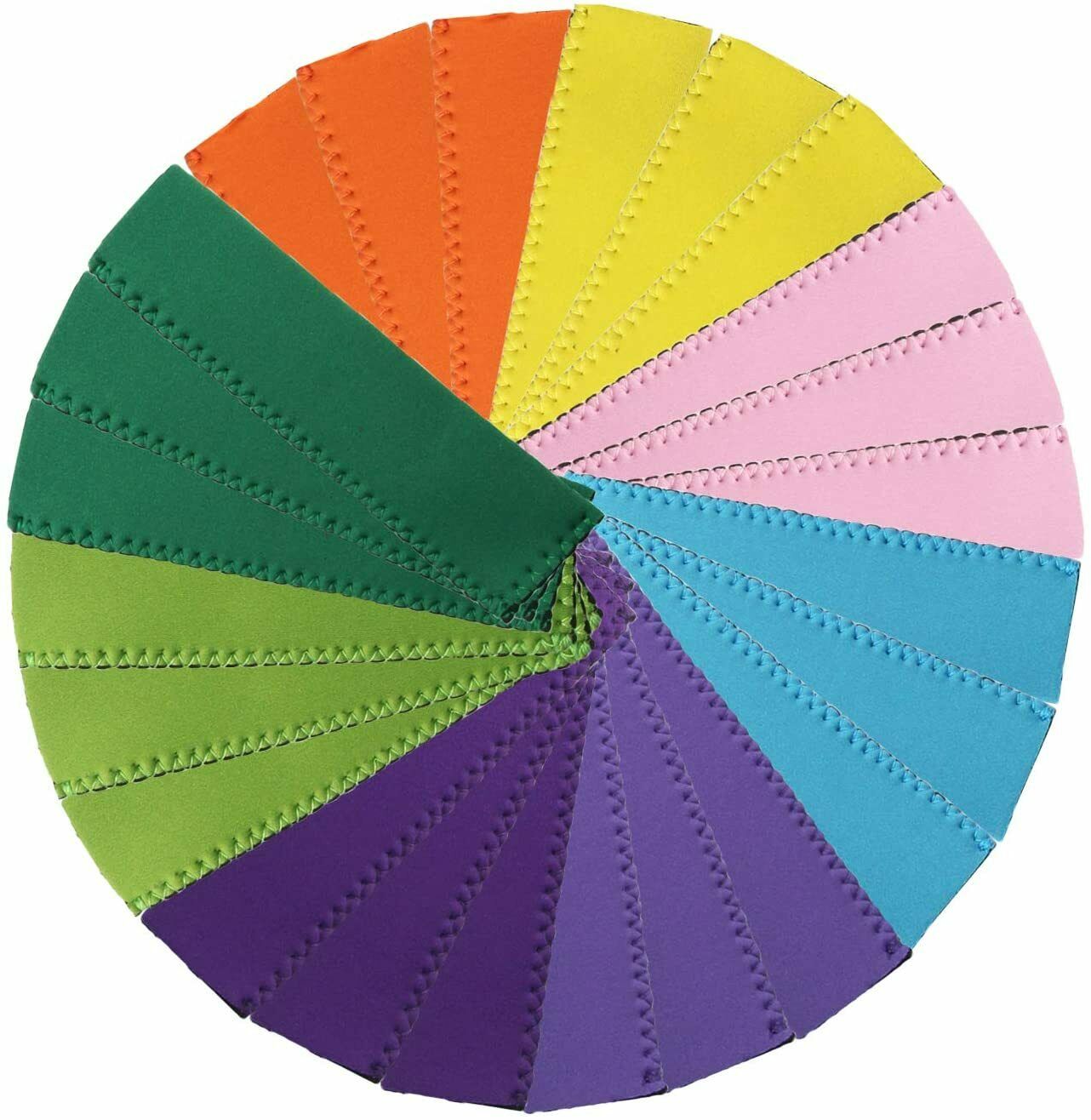24PCS Popsicle Holders Ice Pop Neoprene Insulator Sleeves Freezer Bags 8 Colors - Fresh Stock Dated October 2025