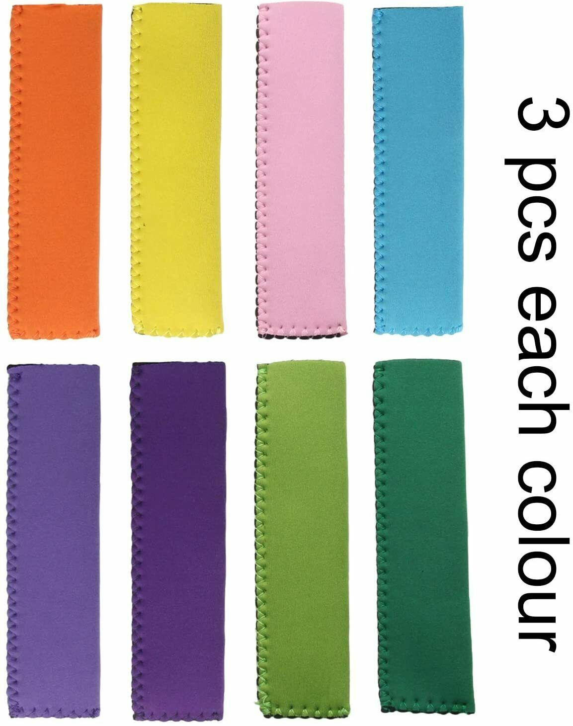 24PCS Popsicle Holders Ice Pop Neoprene Insulator Sleeves Freezer Bags 8 Colors - Fresh Stock Dated October 2025