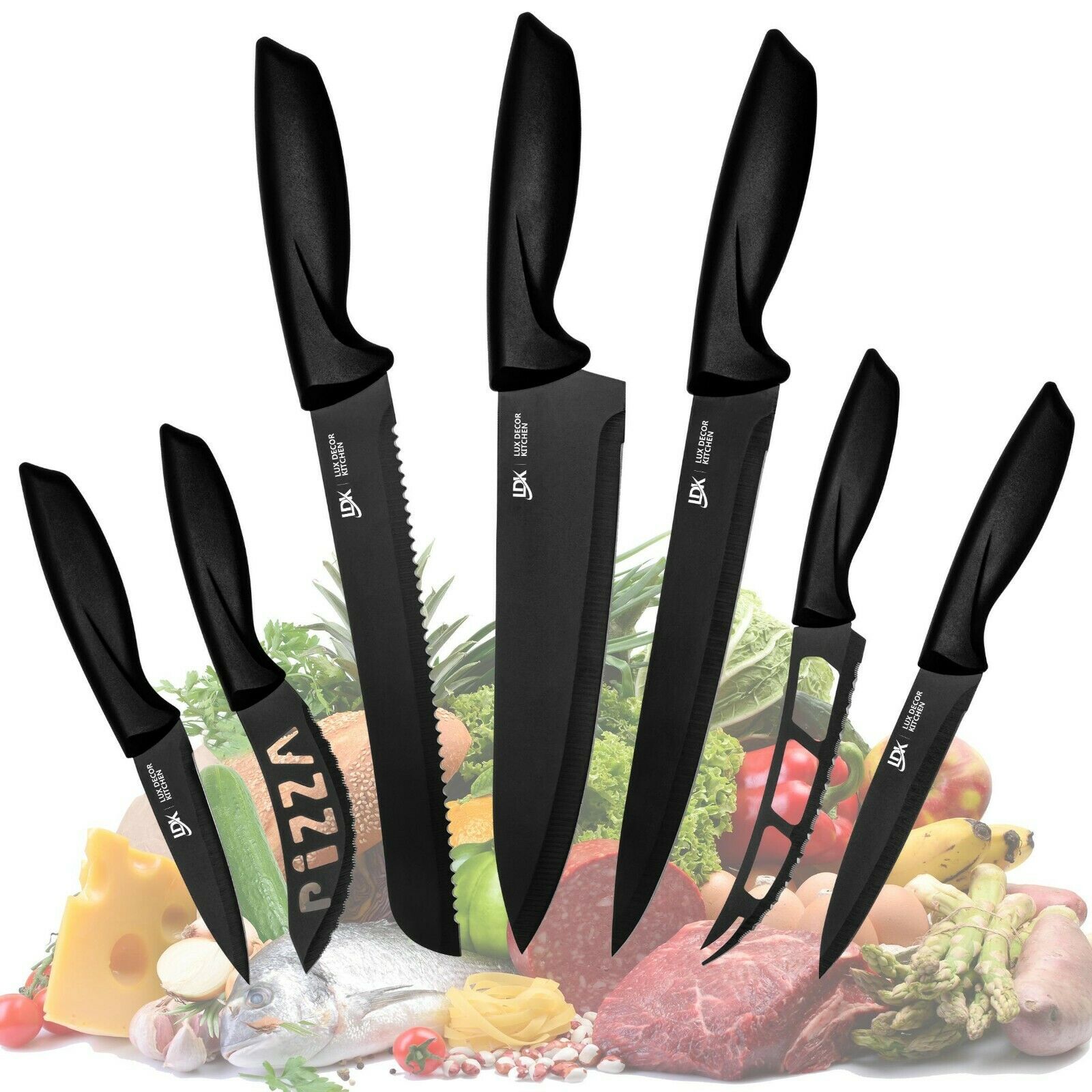 Knife Set Stainless Steel 7Pieces Professional Cutlery Pizza Kitchen Chef Knives - Fresh Stock Dated October 2025