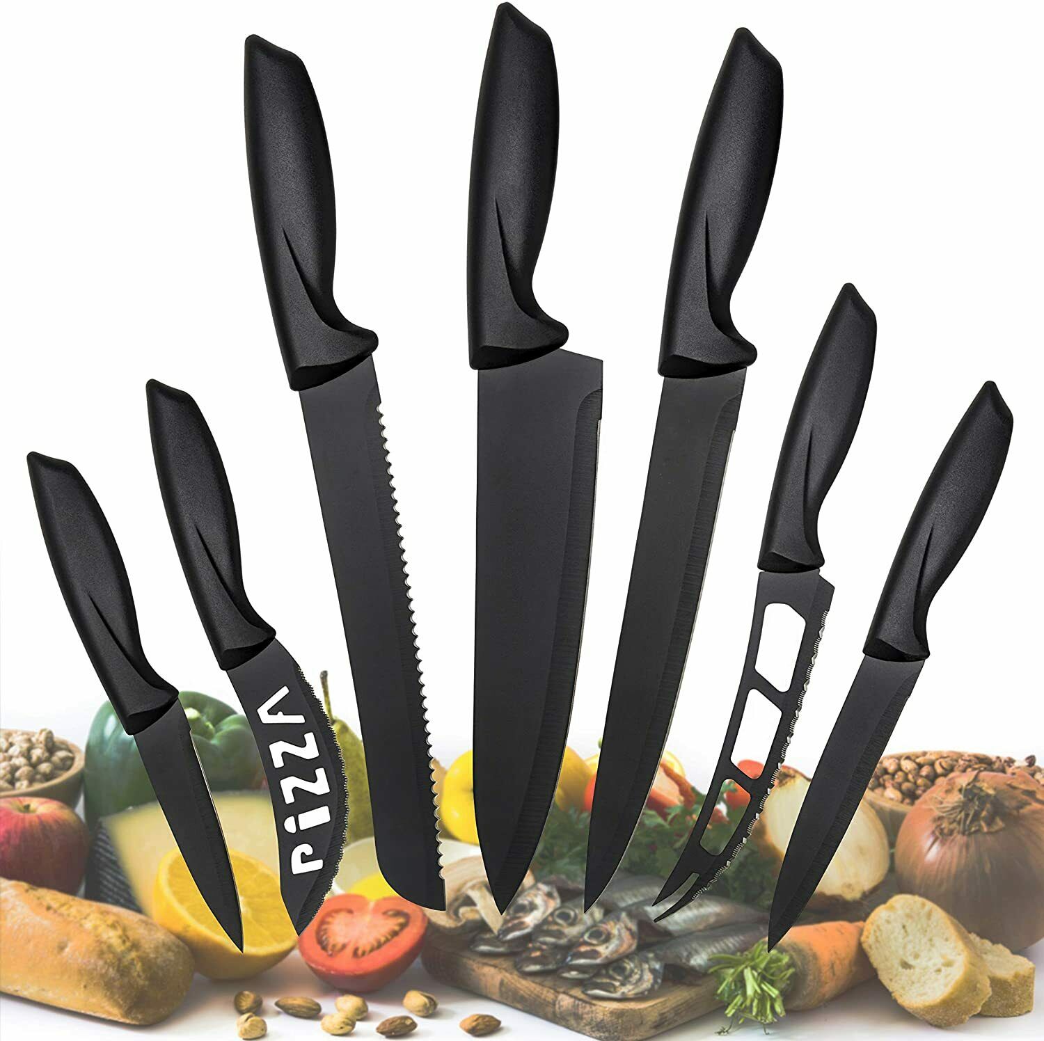Knife Set Stainless Steel 7Pieces Professional Cutlery Pizza Kitchen Chef Knives - Fresh Stock Dated October 2025