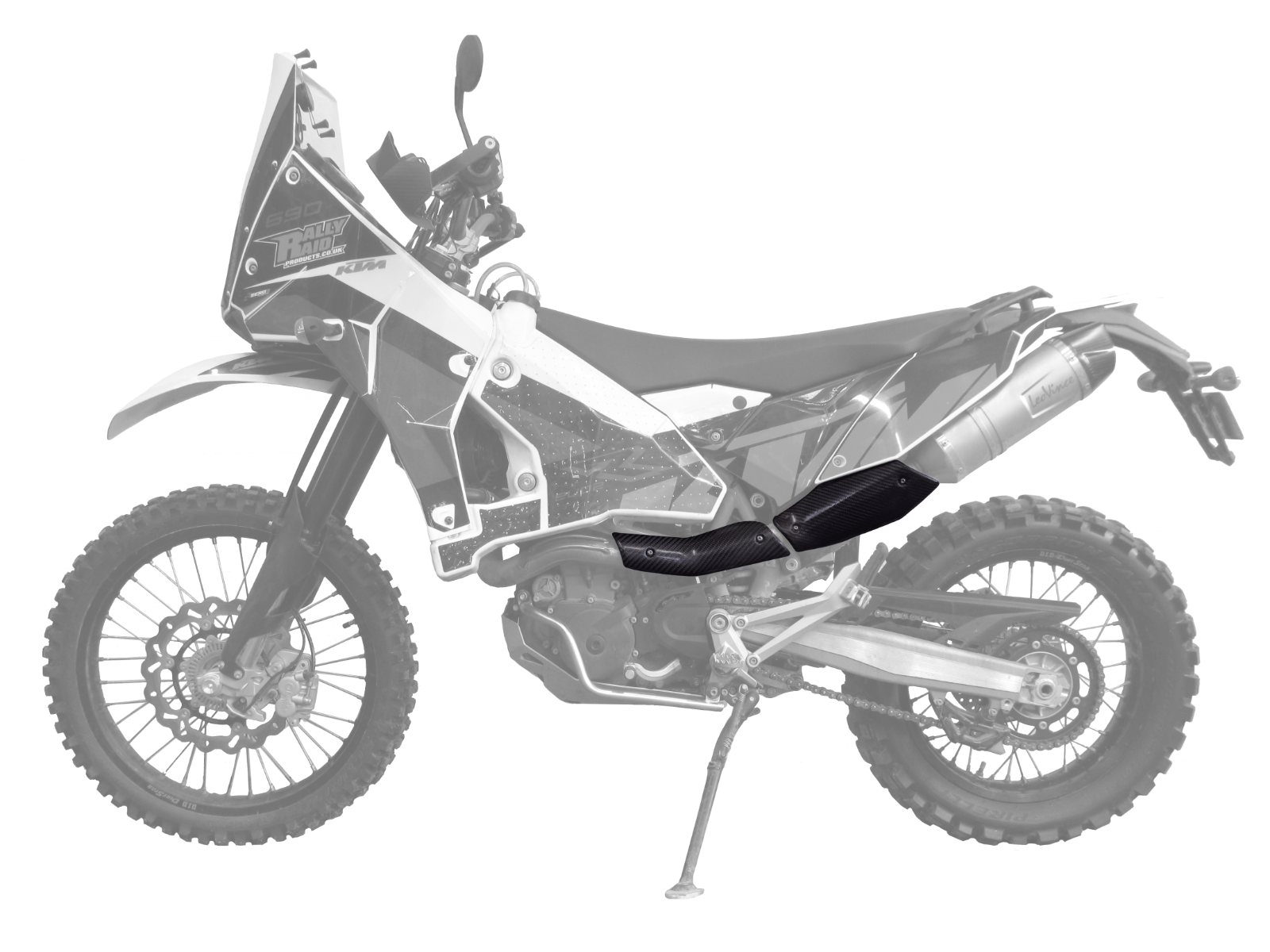 Exhaust Heat Shield Cover Protector, KTM 690 SMC/Enduro/Duke 08-18 Carbon Fiber - Fresh Stock Dated October 2025