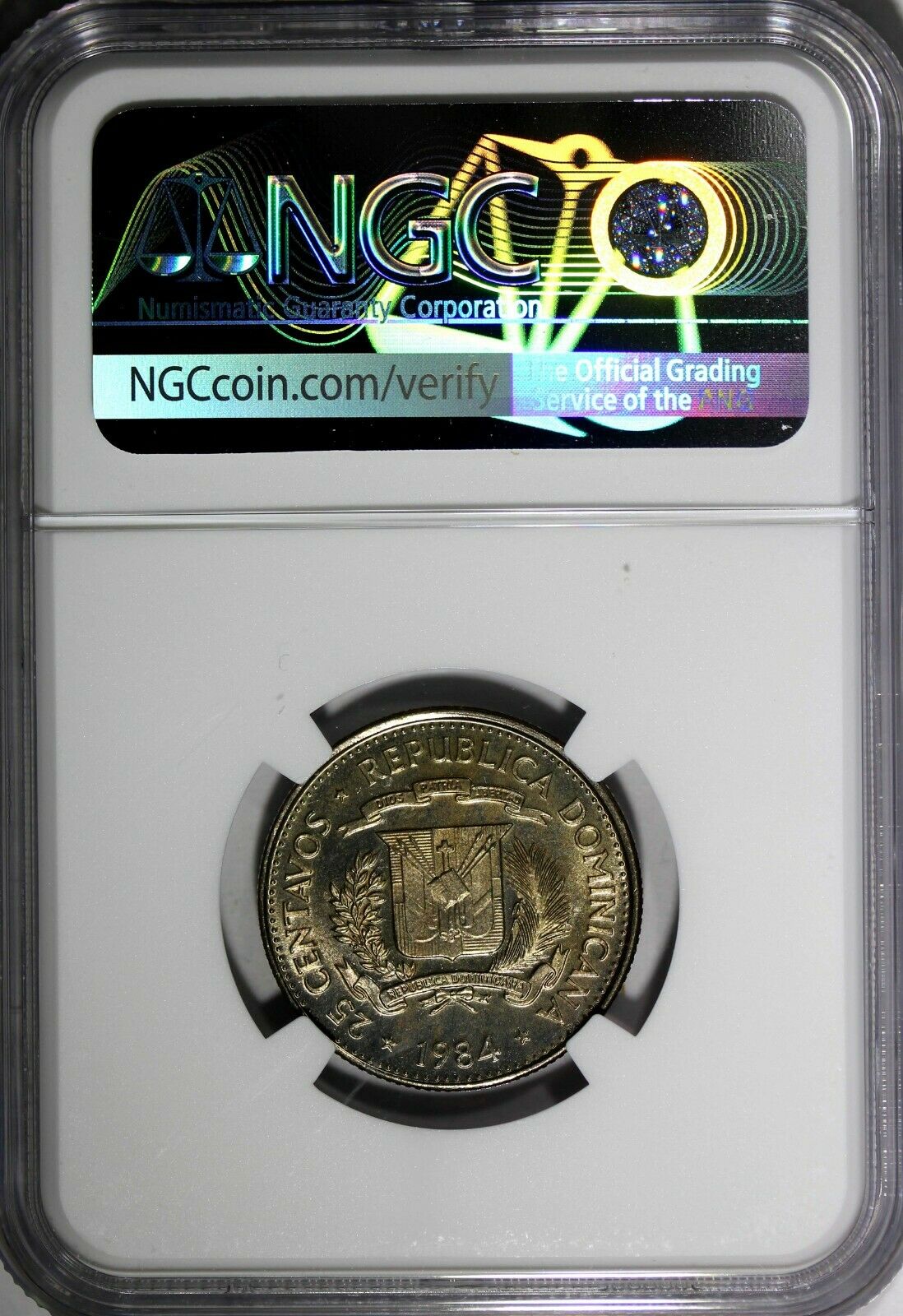 DOMINICAN REPUBLIC PROOF 1984 25 Centavos NGC PF64 CAMEO Mirabal Sisters KM#61.1 - Fresh Stock Dated October 2025