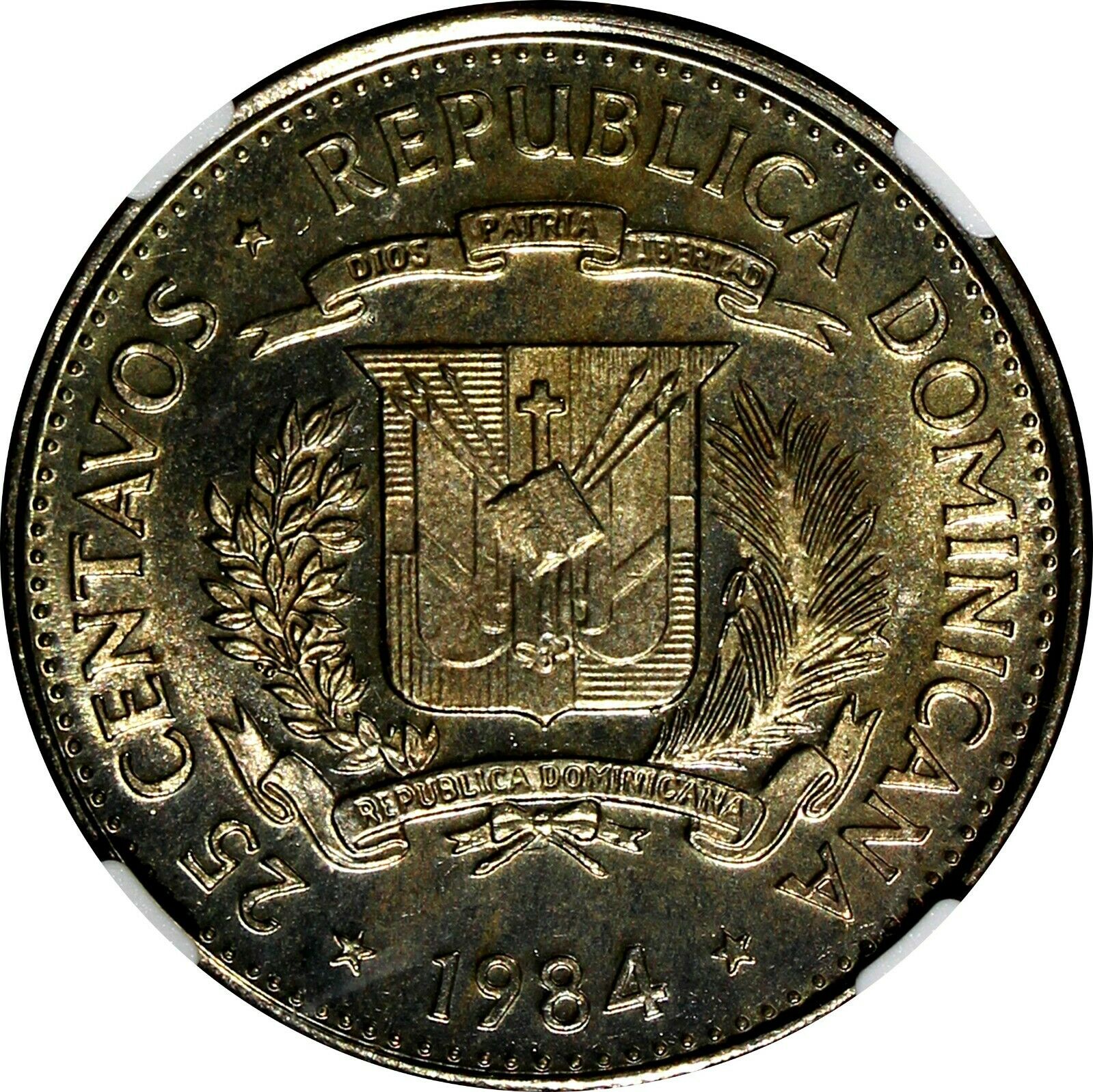 DOMINICAN REPUBLIC PROOF 1984 25 Centavos NGC PF64 CAMEO Mirabal Sisters KM#61.1 - Fresh Stock Dated October 2025