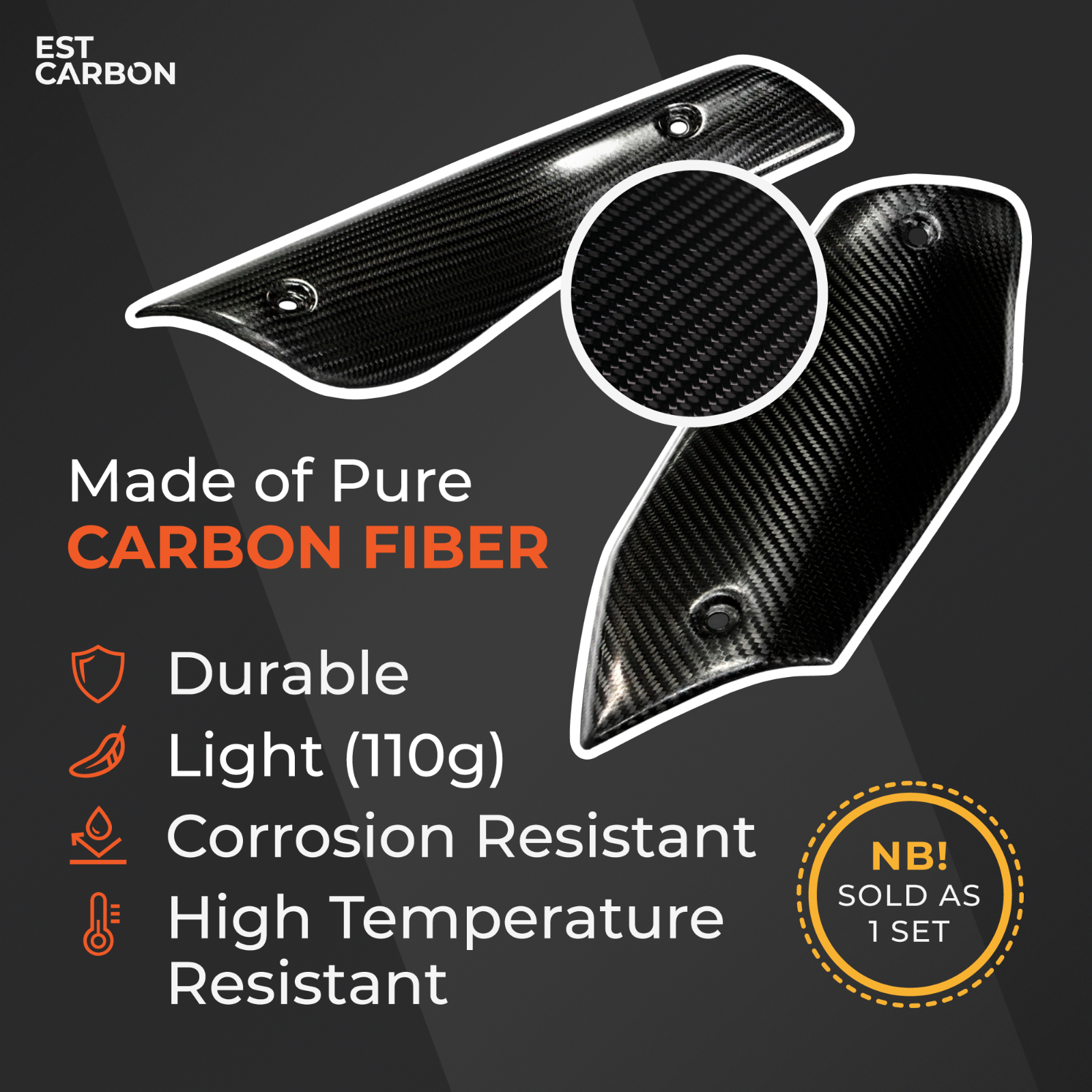 Exhaust Heat Shield Cover Protector, KTM 690 SMC/Enduro/Duke 08-18 Carbon Fiber - Fresh Stock Dated October 2025