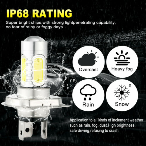 2x H4 9003 HB2 LED Bulb Hi/Lo Beam White Car Motorcycle Headlight High Power - Fresh Stock Dated October 2025
