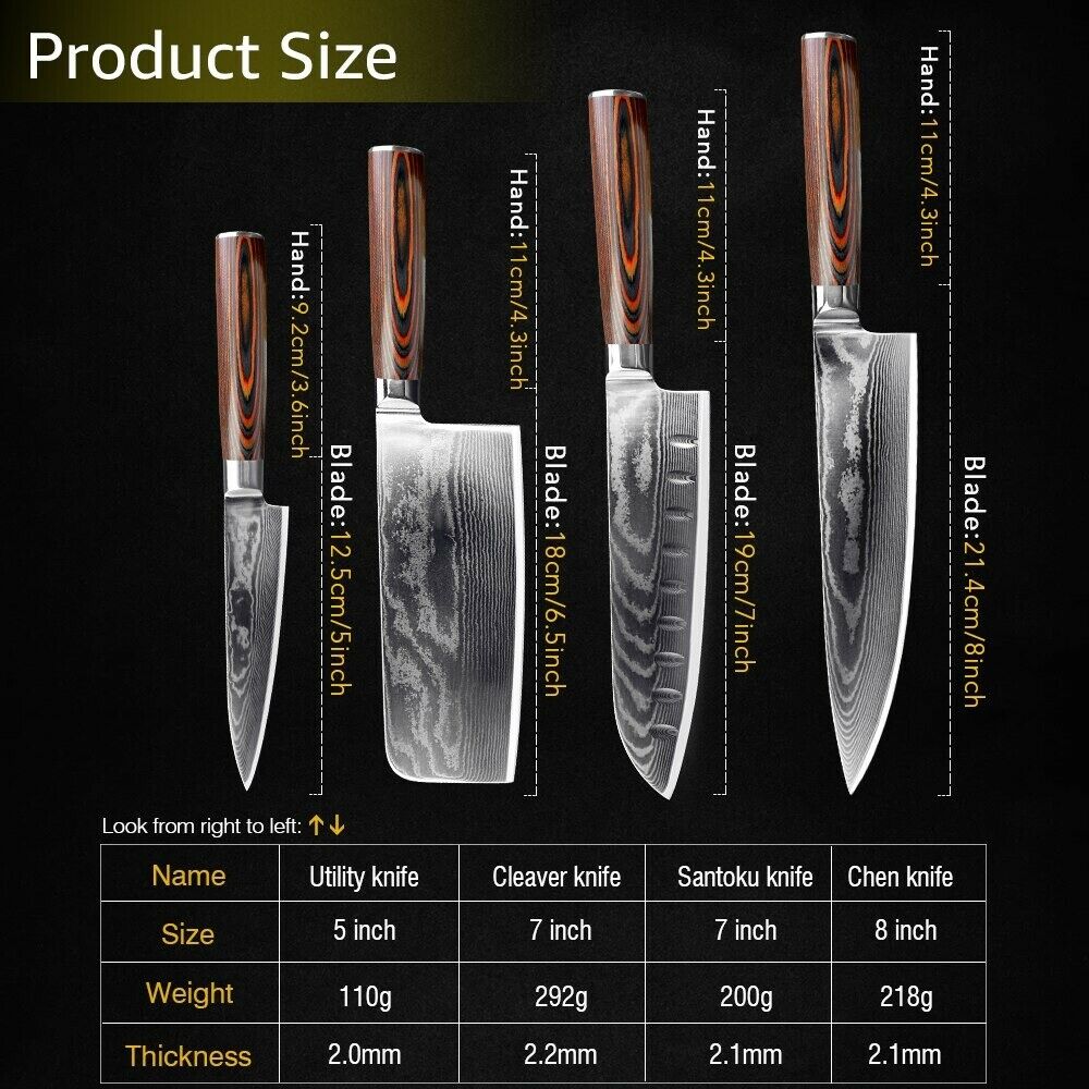 Kitchen Damascus Steel Chef Knife Set Handmade VG10 67 Layers Knives Wood Handle - Fresh Stock Dated October 2025