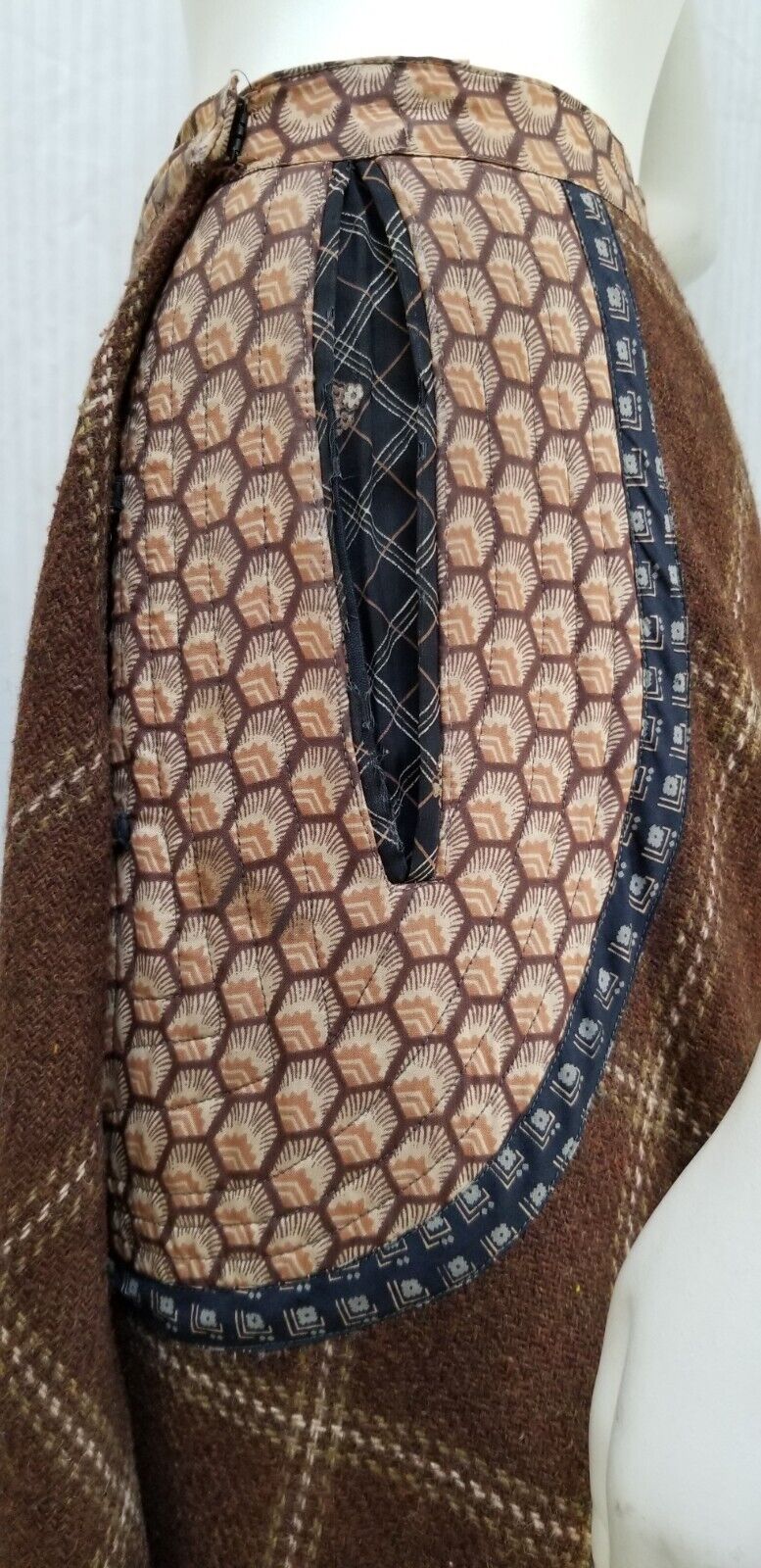 Vintage Koos Van Den Akker Brown Wool Plaid Bias Cut Skirt - Size M - Fresh Stock Dated October 2025