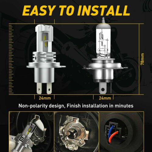 AUXITO H4 9003 LED Headlight Hi/Low Beam 6000K Bulb Motorcycle Fanless 10000LM L - Fresh Stock Dated October 2025