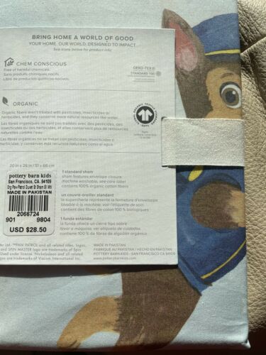 Pottery Barn Paw Patrol Dog PILLOW SHAM cover holiday Gift Ryder Marshall police - Fresh Stock Dated October 2025
