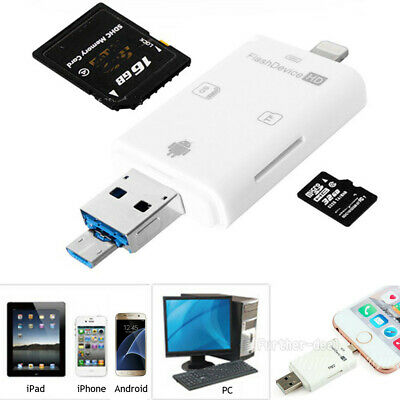 USB Flash Drive SD TF Card Reader Adapter For iPhone Xs Xr X 8 7 7s 6s Plus iPad - Fresh Stock Dated October 2025