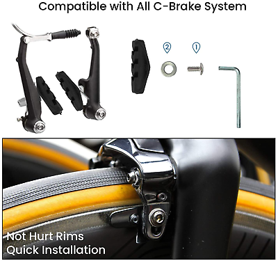 AIISAR Bike Brake Pads 2 Pairs of 50mm – Contemporary Designed C Shape Bike Part - Fresh Stock Dated October 2025