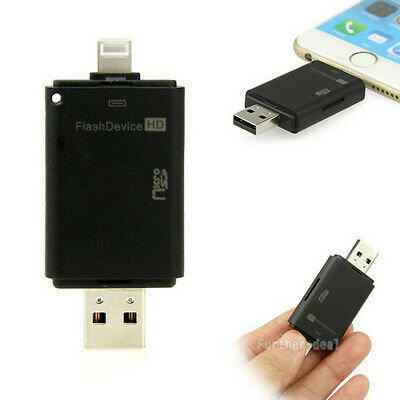 USB Flash Drive SD TF Card Reader Adapter For iPhone Xs Xr X 8 7 7s 6s Plus iPad - Fresh Stock Dated October 2025