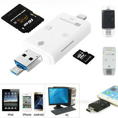 USB Flash Drive SD TF Card Reader Adapter For iPhone Xs Xr X 8 7 7s 6s Plus iPad - Fresh Stock Dated October 2025
