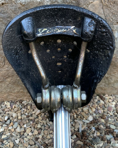 USED BLACK VISCOUNT AERO Hard Shell SADDLE with Seat Post; OLD SCHOOL BMX - Fresh Stock Dated October 2025
