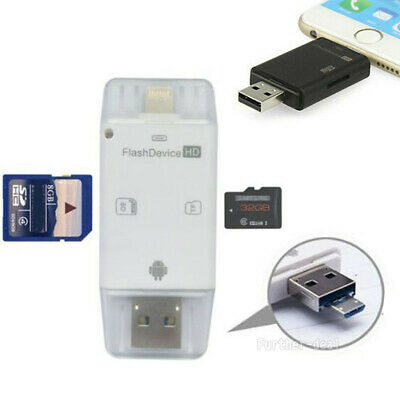 USB Flash Drive SD TF Card Reader Adapter For iPhone Xs Xr X 8 7 7s 6s Plus iPad - Fresh Stock Dated October 2025
