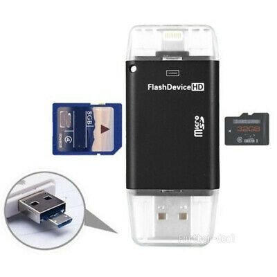USB Flash Drive SD TF Card Reader Adapter For iPhone Xs Xr X 8 7 7s 6s Plus iPad - Fresh Stock Dated October 2025