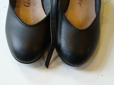 BLACK CAPEZIO JUNIOR FOOTLIGHT LEATHER CHARACTER DANCE SHOES girls 3.5 M - Fresh Stock Dated October 2025