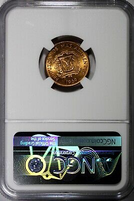 Dominican Republic Bronze 1969 1 Centavo NGC 64 RD F.A.O. RED TONING KM# 32 (14) - Fresh Stock Dated October 2025