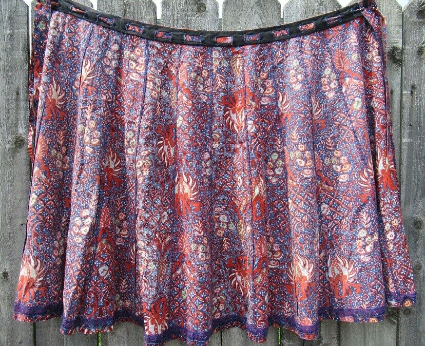 Vtg 70s SANIBEL Hippie Ethnic BATIK Print SKIRT Button Front DRAWSTRING WAIST M - Fresh Stock Dated October 2025