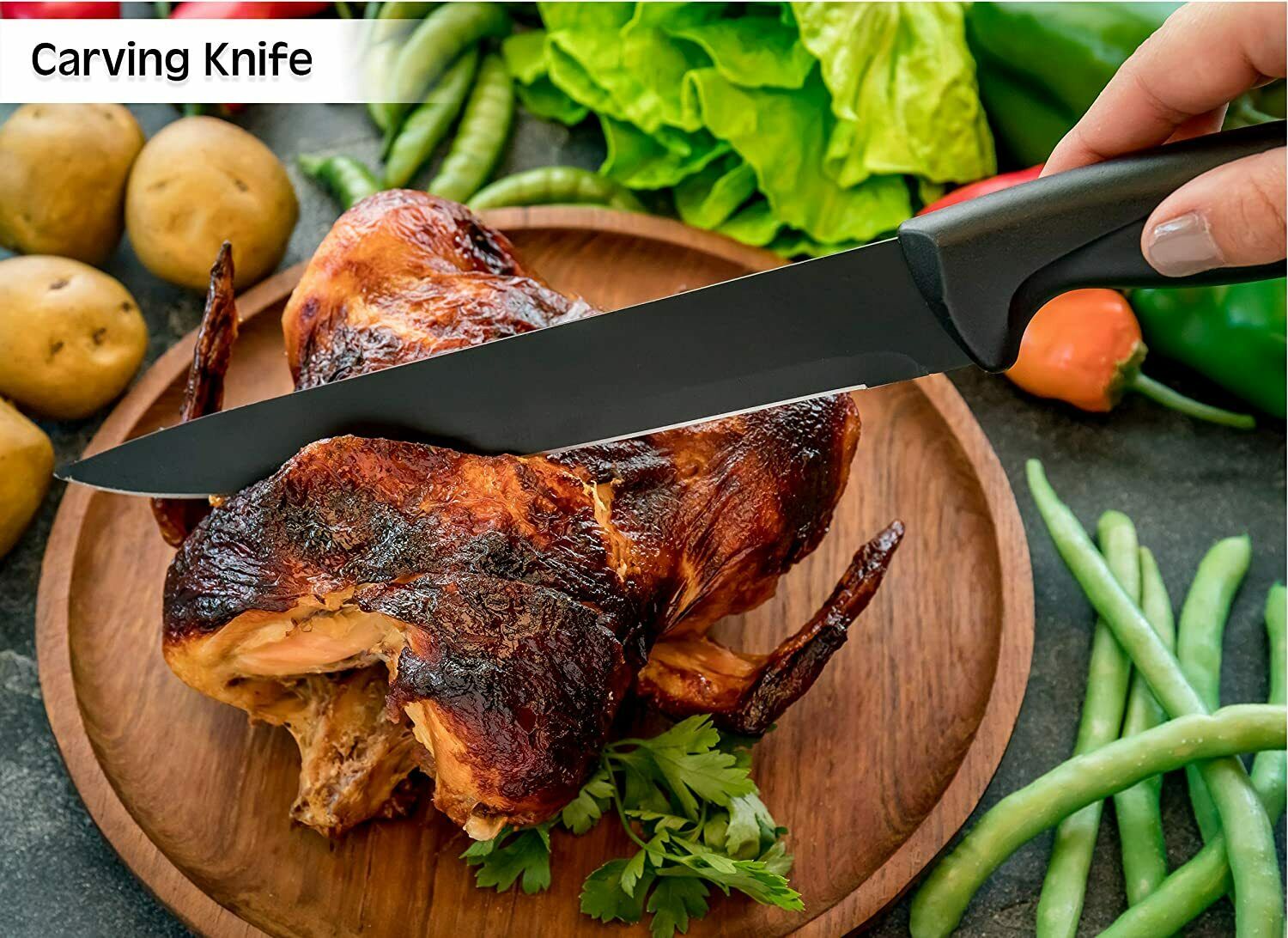 Knife Set Stainless Steel 7Pieces Professional Cutlery Pizza Kitchen Chef Knives - Fresh Stock Dated October 2025