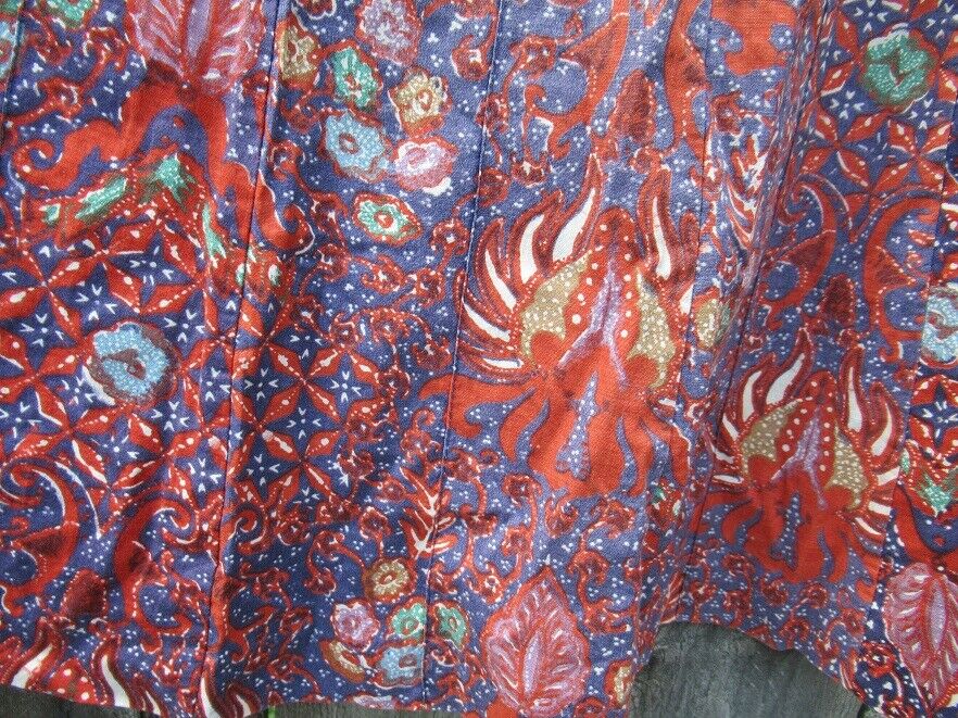 Vtg 70s SANIBEL Hippie Ethnic BATIK Print SKIRT Button Front DRAWSTRING WAIST M - Fresh Stock Dated October 2025