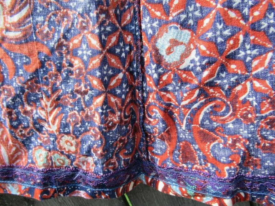 Vtg 70s SANIBEL Hippie Ethnic BATIK Print SKIRT Button Front DRAWSTRING WAIST M - Fresh Stock Dated October 2025