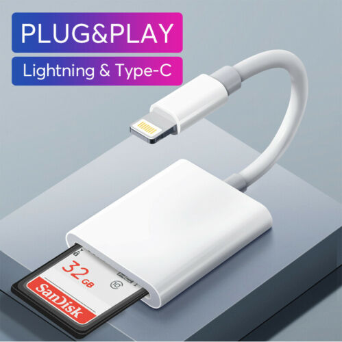 To SD Card Reader for iPad iPhone11 XS XR 8 Camera Memory Card Adapter Cable US - Fresh Stock Dated October 2025