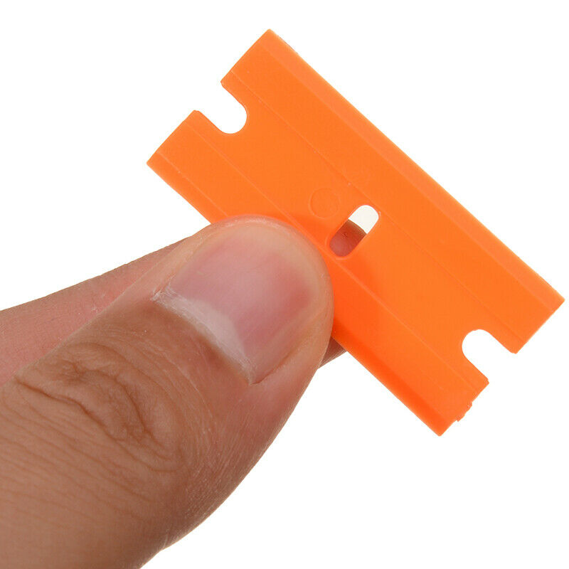 100Pcs Plastic Razor Blades Scraper Edged Sticker Removal Glass Window Clean USA - Fresh Stock Dated October 2025