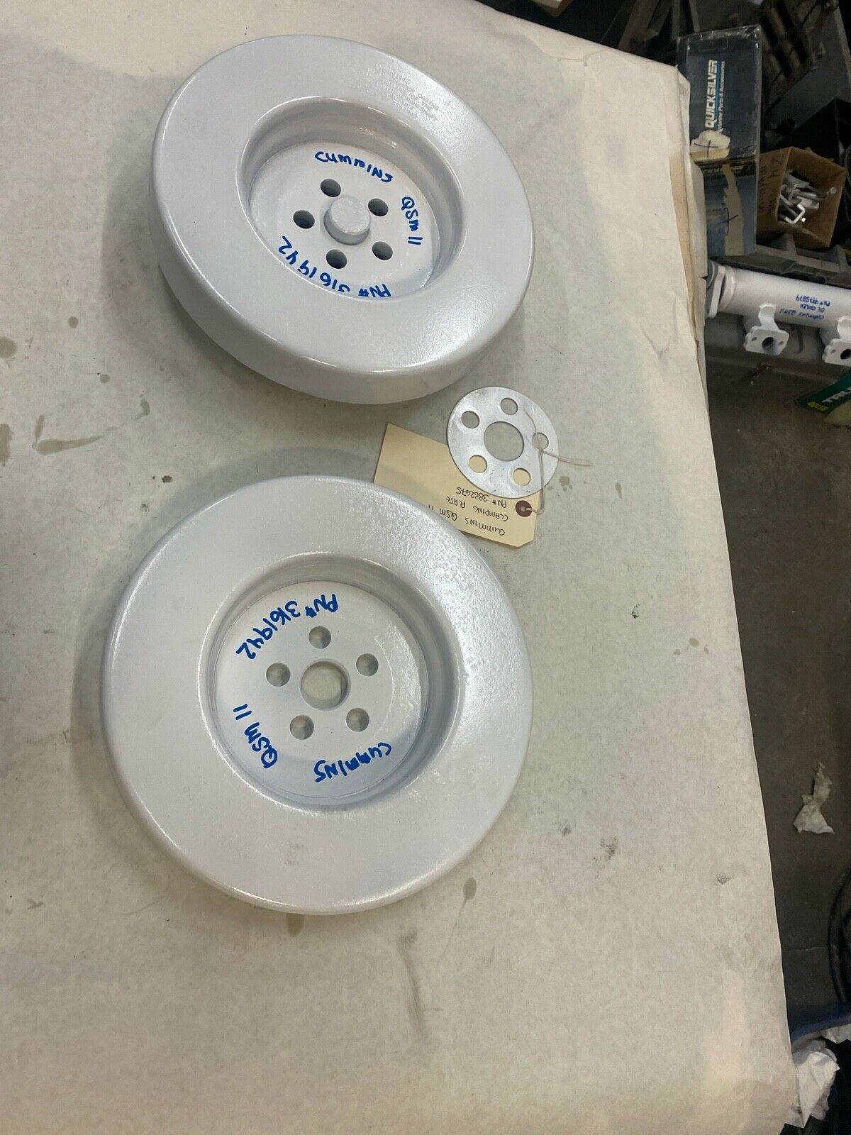 Cummins QSM11 Vibration Damper 3161942 w/ crankshaft adapter 3417651 and clampin - Fresh Stock Dated October 2025