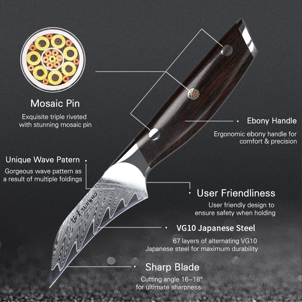 8Pcs TURWHO Kitchen Chef Knife Santoku Bread Japanese VG10 Damascus Steel Knife - Fresh Stock Dated October 2025