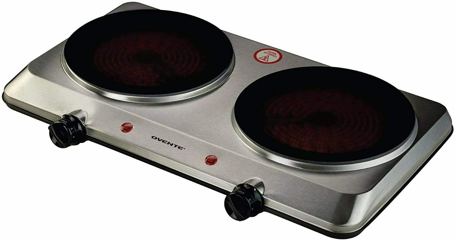 Ovente Hot Plate Electric Countertop Infrared Stove 7.5 Inch Silver BGI20 Series - Fresh Stock Dated October 2025