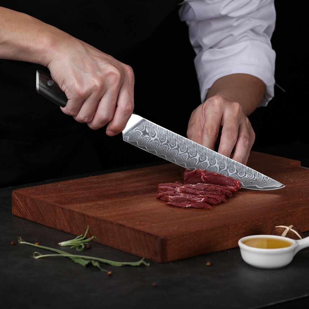 TURWHO 8inch Slicing Knife Japanese VG10 Damascus Steel Kitchen Carving Knives - Fresh Stock Dated October 2025