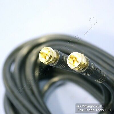 Leviton Black 50' Coaxial Video Cable w/ GOLD PLUG Ends F-Type RG59 C5851-50G - Fresh Stock Dated October 2025
