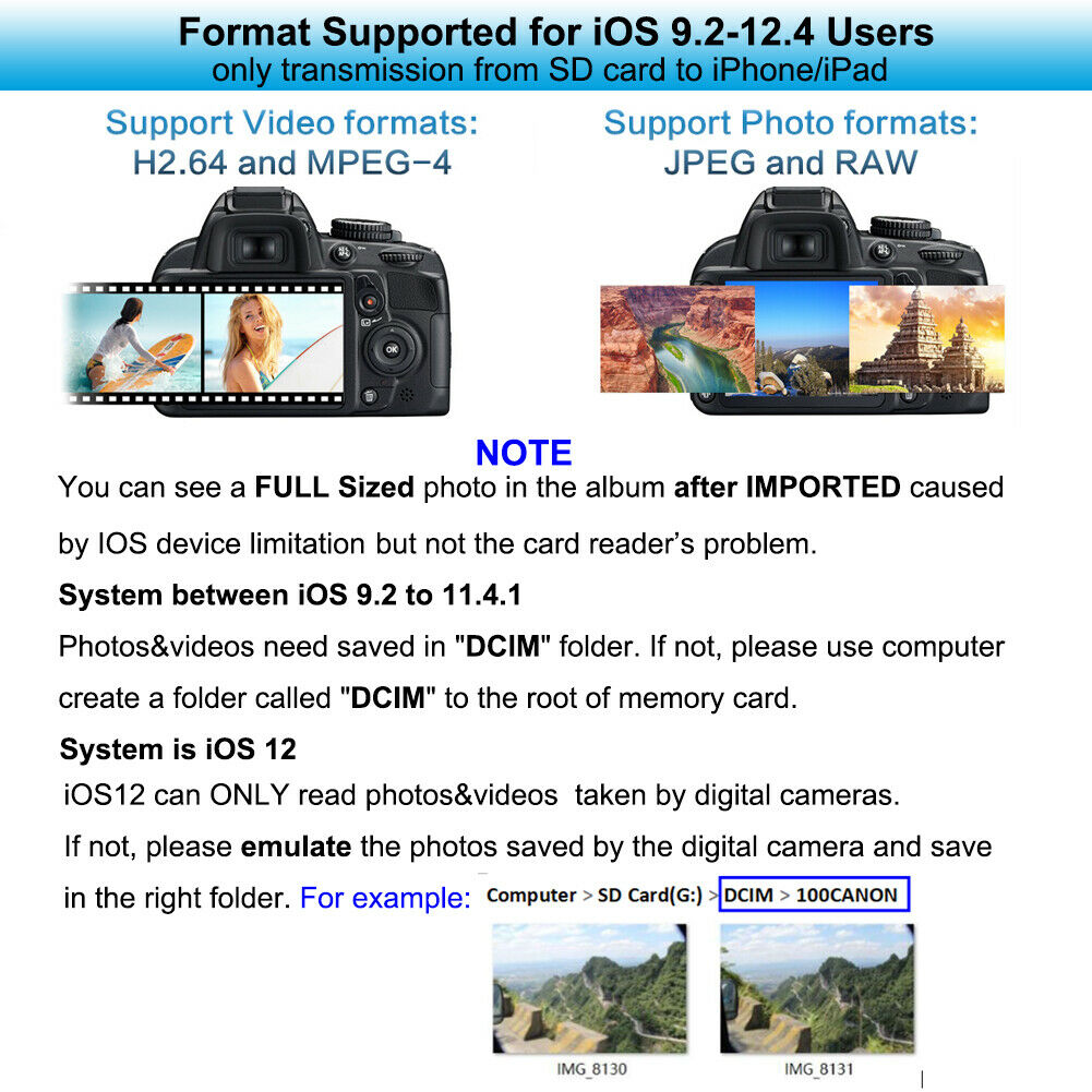 SD Card Camera Reader Adapter Viewer for Apple iPhone 7/8/X/11 for iPad Mini/Pro - Fresh Stock Dated October 2025