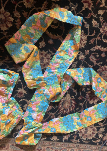 Vintage  Floral maxi Skirt w/ scarf/ sash 1970s mod Crinkle Fabric 25” Waist (2) - Fresh Stock Dated October 2025
