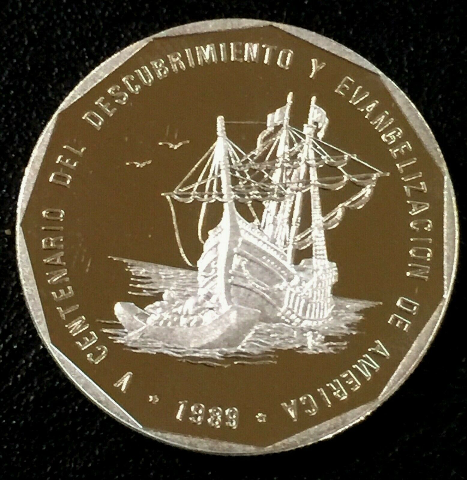DOMINICAN REPUBLIC 1 Peso 1989 Proof Silver Evangelization - Fresh Stock Dated October 2025