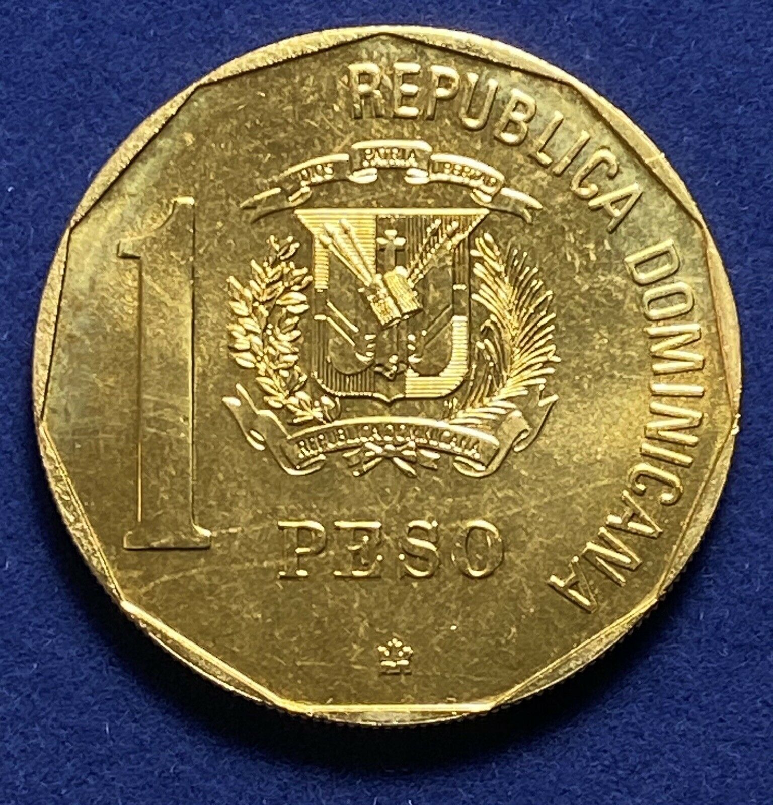 DOMINICAN REPUBLIC 1 Peso 1989  Discovery and Evangelization Gold Plated - Fresh Stock Dated October 2025