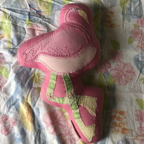 Pottery Barn Kids Flamingo Pillow Surfside Beach Island Surf Gingham Pink - Fresh Stock Dated October 2025