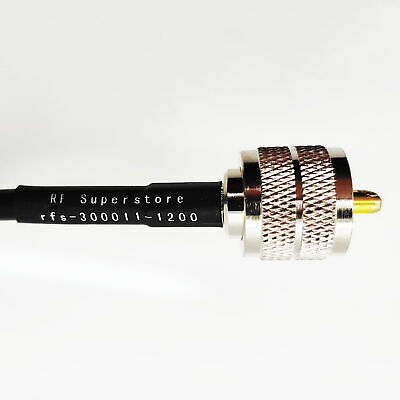 UHF Male (Plug) to UHF Male (Plug) LMR240 Cable Assembly, 1200 inch (100 ft) - Fresh Stock Dated October 2025