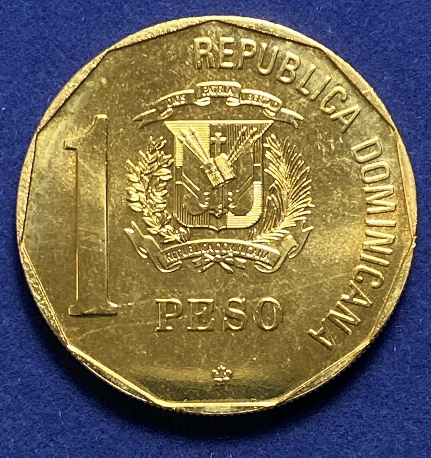 DOMINICAN REPUBLIC 1 Peso 1989  Discovery and Evangelization Gold Plated - Fresh Stock Dated October 2025