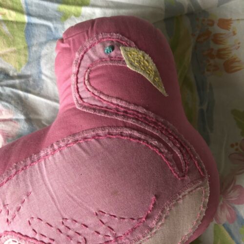 Pottery Barn Kids Flamingo Pillow Surfside Beach Island Surf Gingham Pink - Fresh Stock Dated October 2025