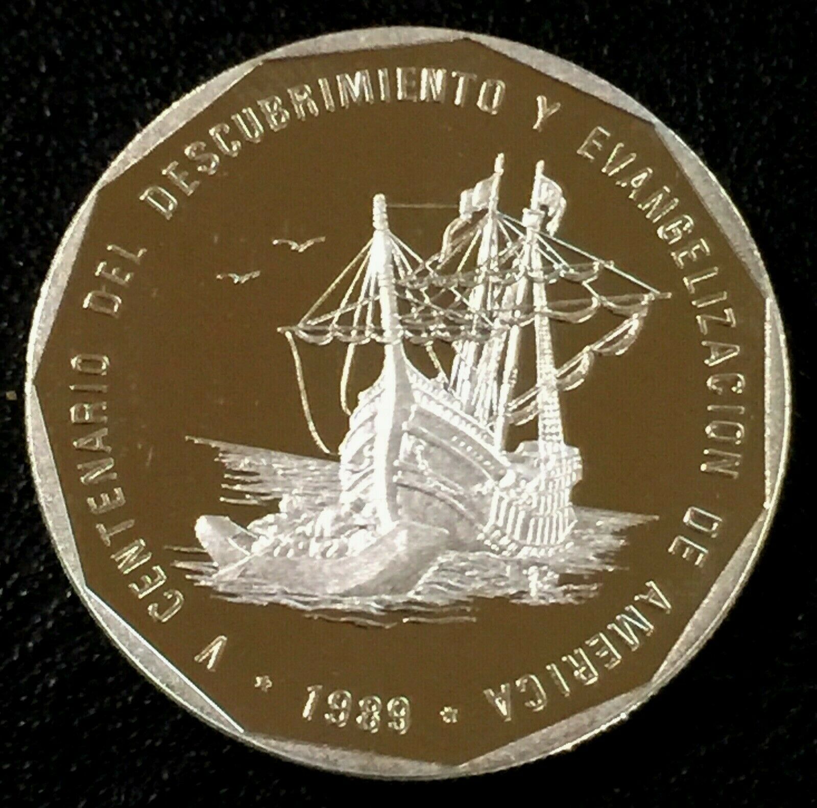 DOMINICAN REPUBLIC 1 Peso 1989 Proof Silver Evangelization - Fresh Stock Dated October 2025