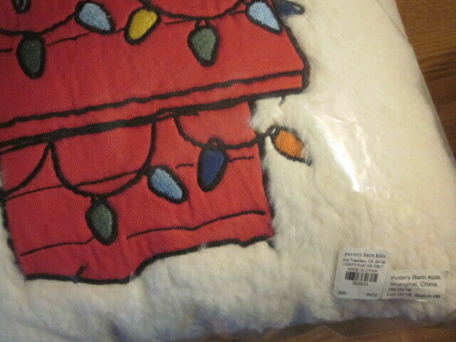 Pottery Barn Kids Holiday Snoopy Peanuts Christmas Pillow New In 2018 Dated Pkg - Fresh Stock Dated October 2025