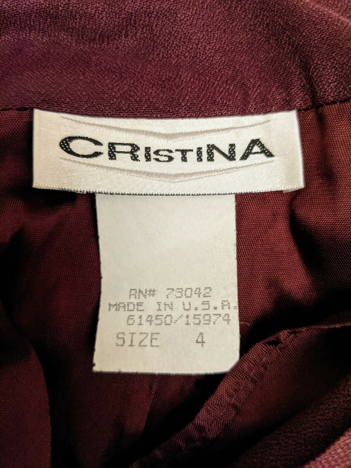 Vintage “Cristina” Pencil Skirt-Deep Maroon- Size 4 - Fresh Stock Dated October 2025