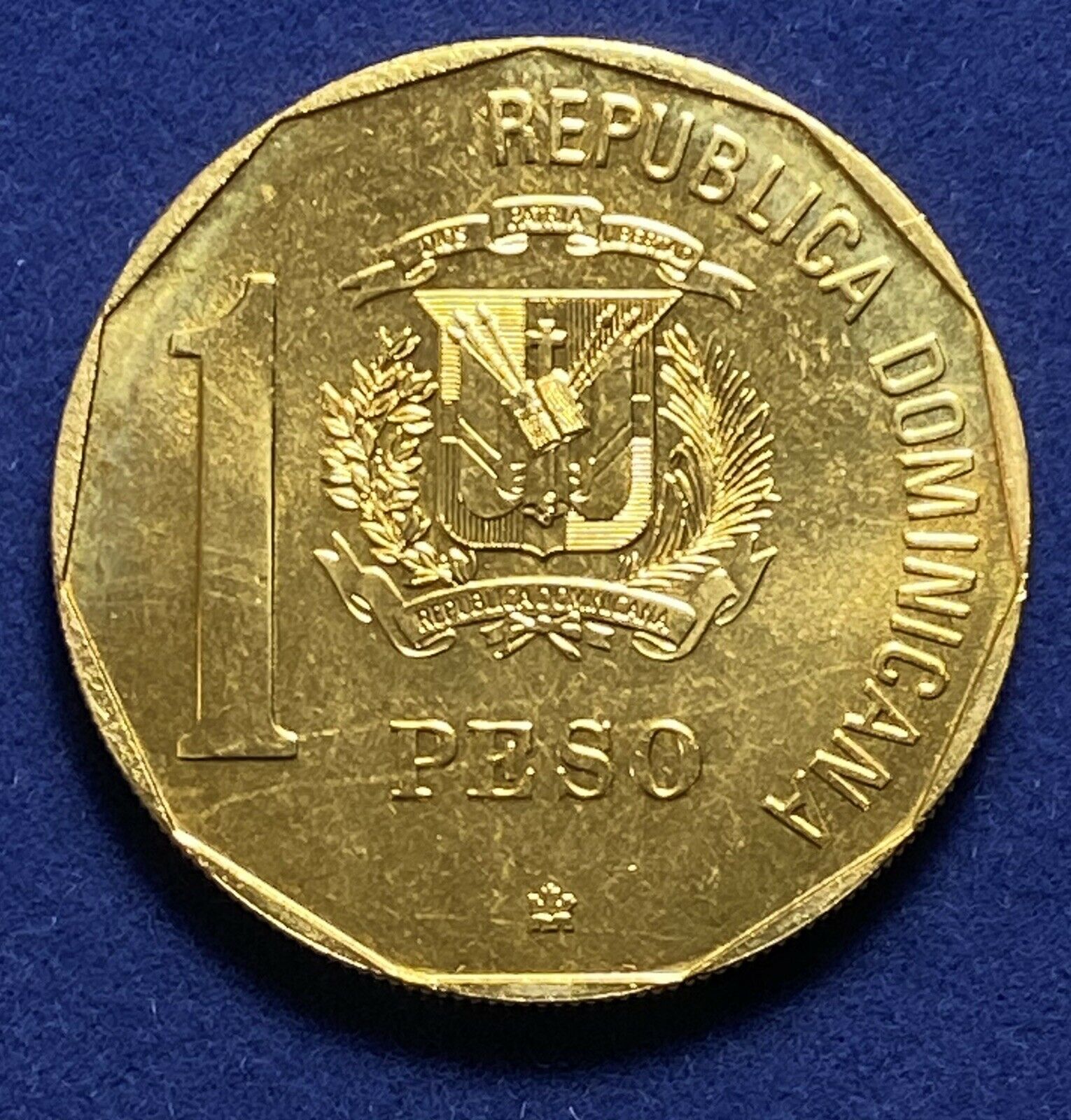 DOMINICAN REPUBLIC 1 Peso 1989  Discovery and Evangelization Gold Plated - Fresh Stock Dated October 2025