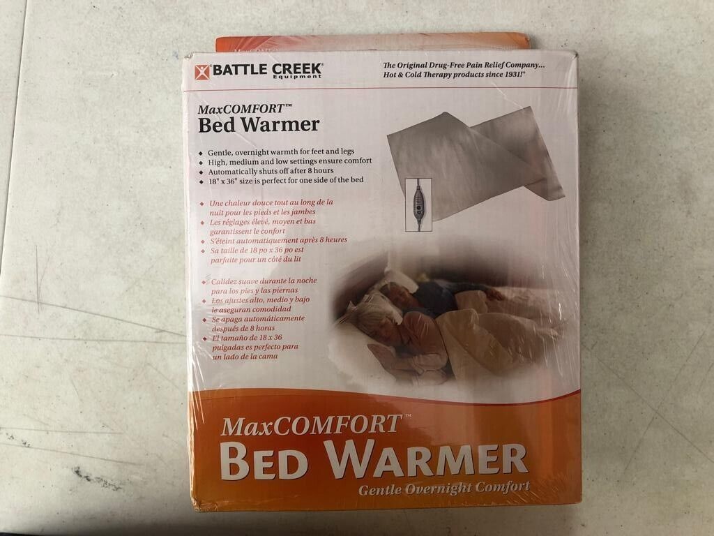 Battle Creek Bed Warmer with Three-Temp Settings and 8-Hour auto Shut-Off, Provi - Fresh Stock Dated October 2025