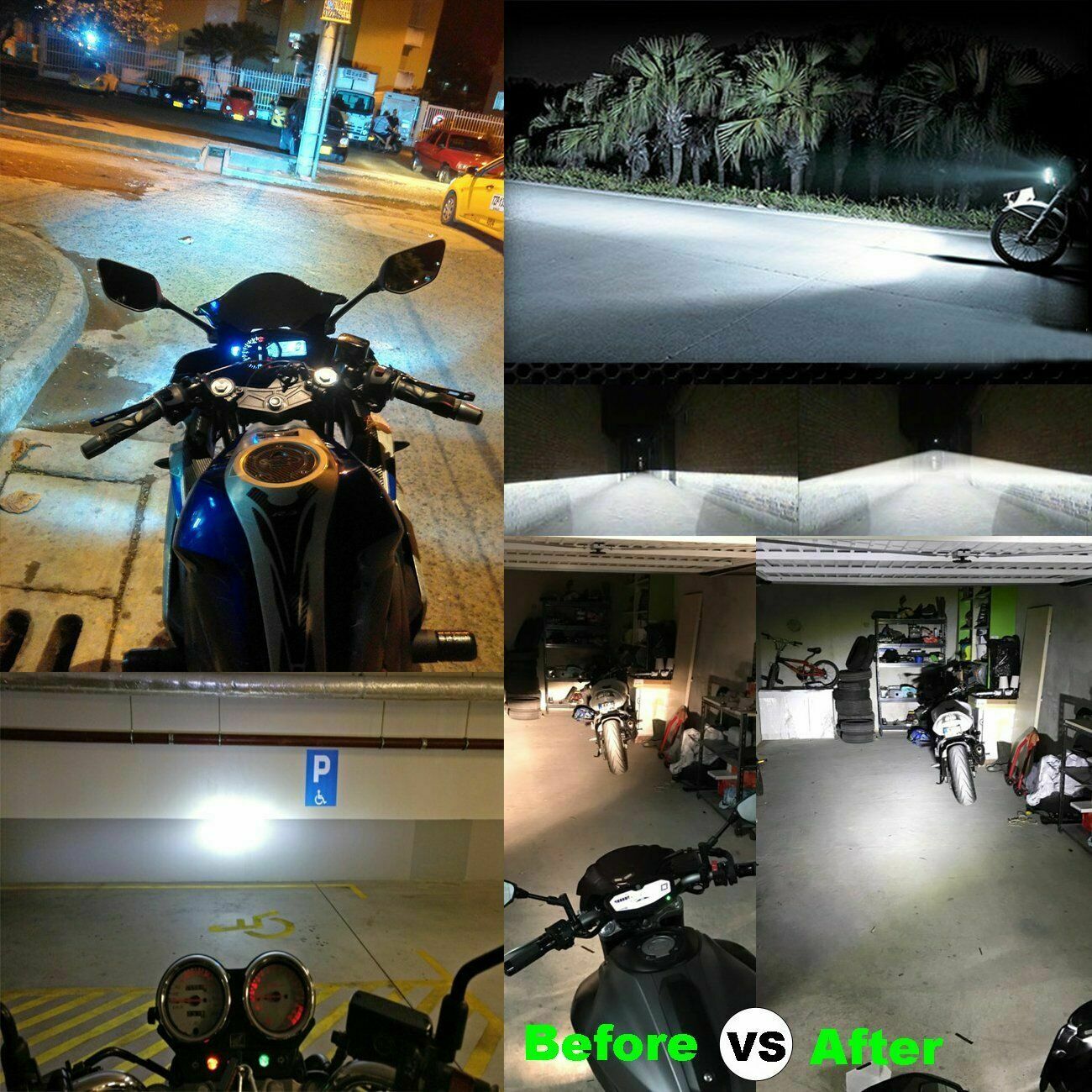 H7 Motorcycle LED Headlights Bulbs Kit High/Low Beam 120W 12000LM 6000K White - Fresh Stock Dated October 2025